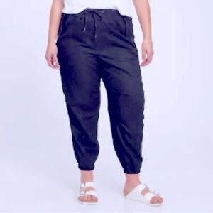 NWT Gap Women’s Linen Cotton Jogger Casual Pants Navy Blue Large Petite L